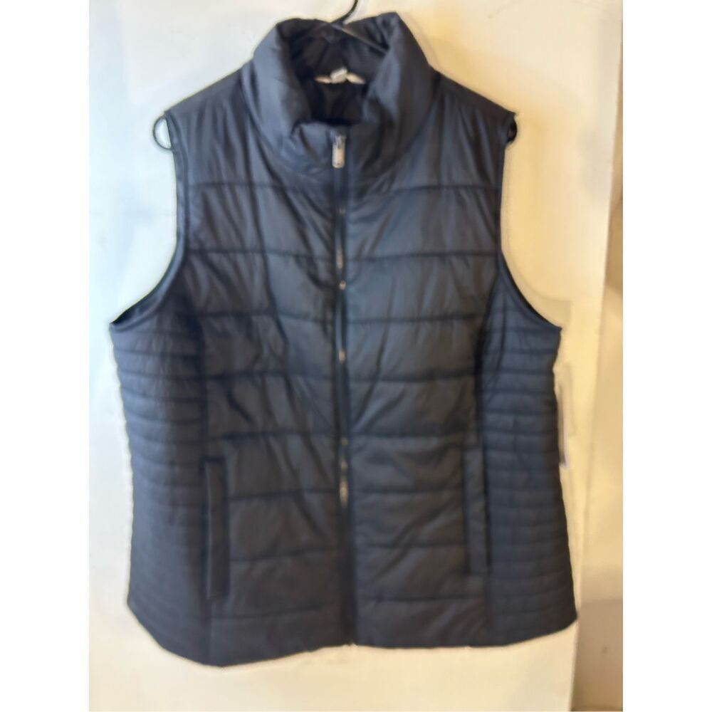 Time & Tru nylon puffer vest black zipper xl 16/18‎ new